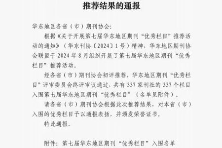 喜报｜我社2种期刊栏目获评第七届华东地区期刊“优秀栏目”